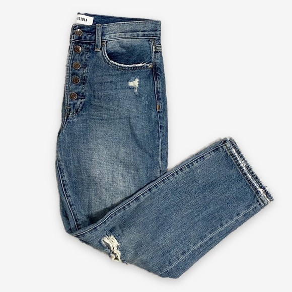 Pistola | Charlie Pulse Button Front Deconstructed Jeans Denim Blue Size 27 - Picture 5 of 7